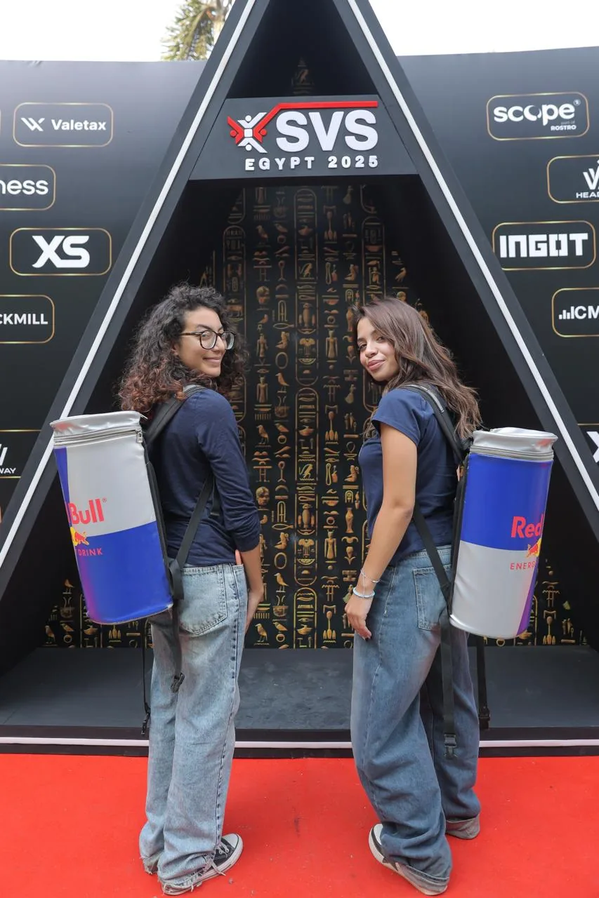 Visitors at the SVS Egypt Egyptian-themed photo area