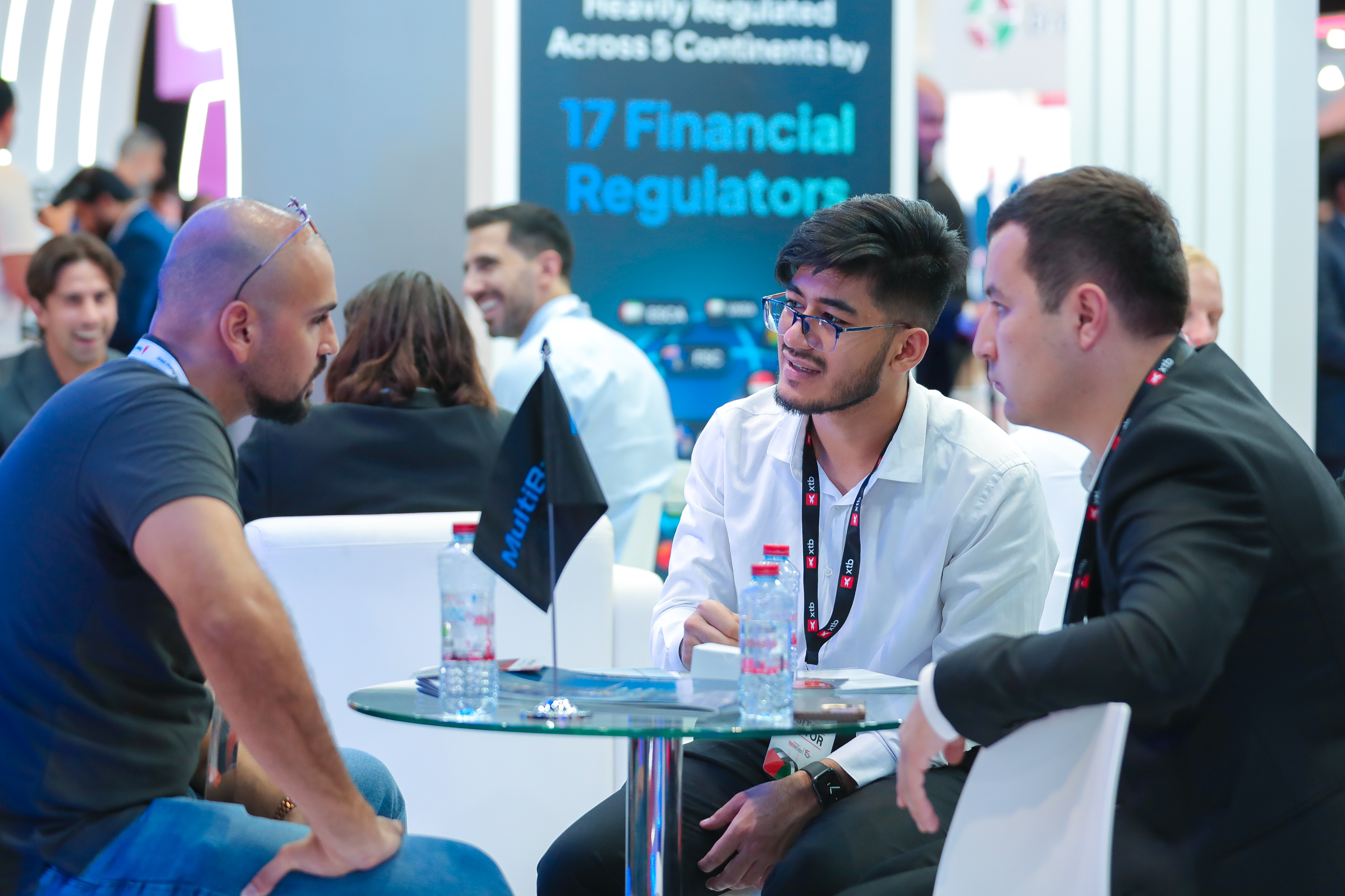 Business meetings and professional networking inside the exhibition